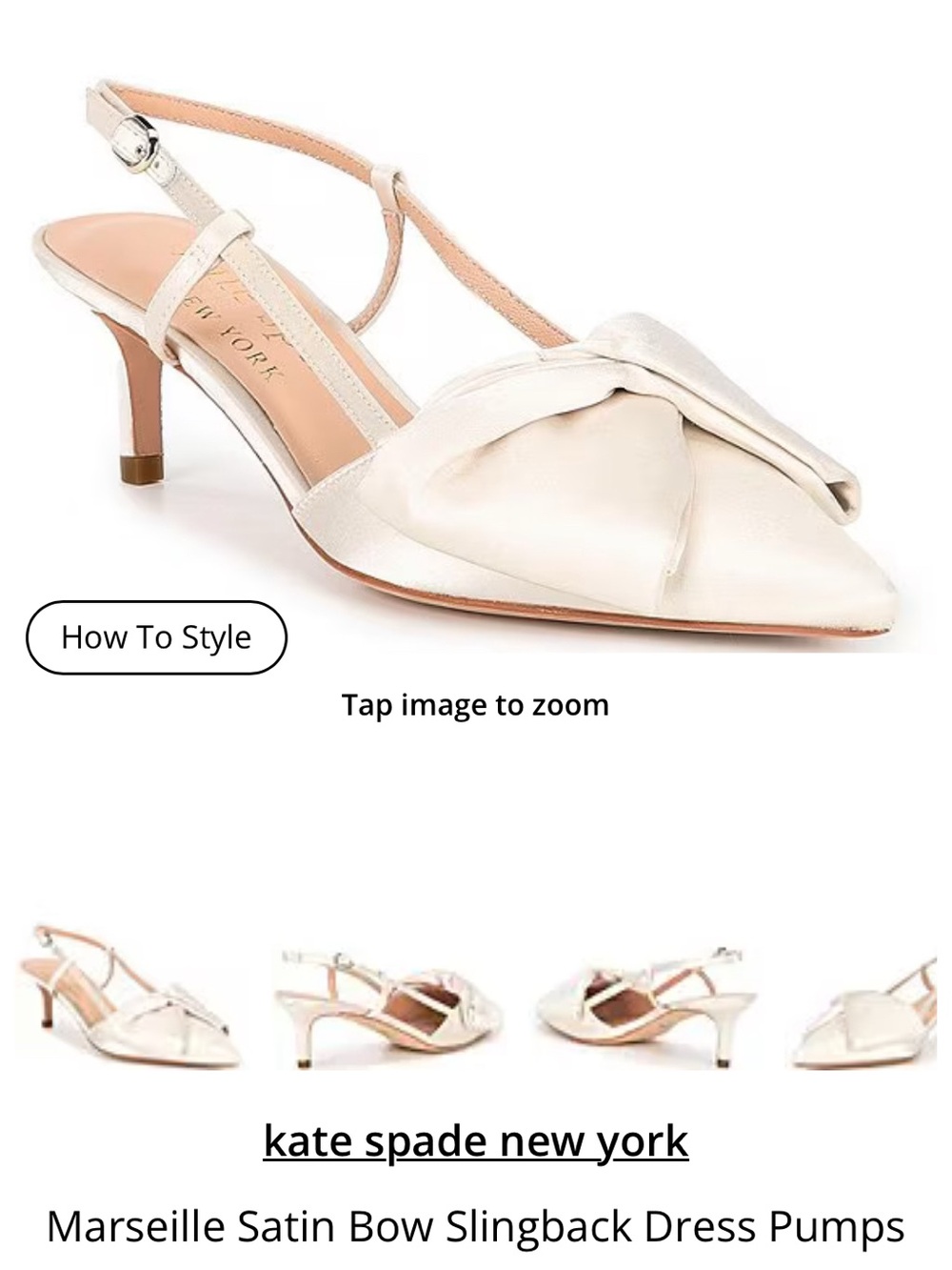 kate spade Marseille Ivory Satin Bow Slingback Pumps